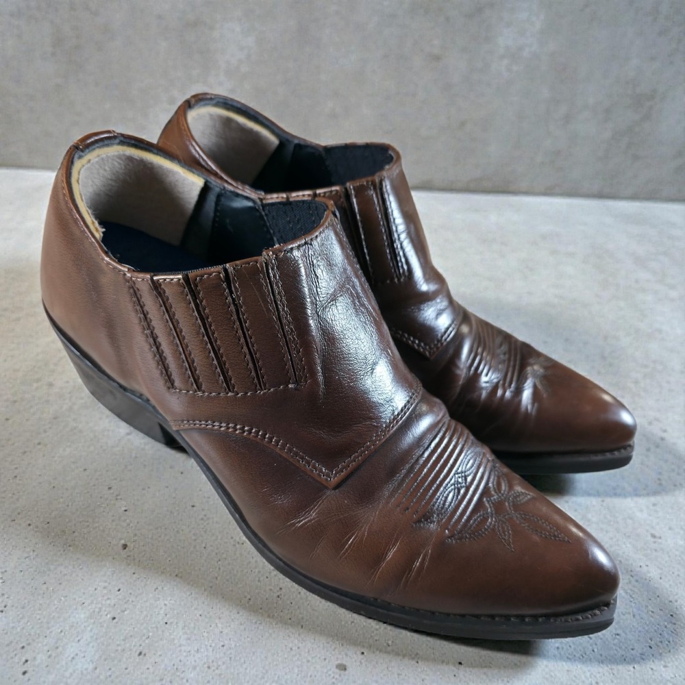 Laredo Ankle Cowboy Boots Men's Size 9.5β D Slip On SP1127 Brown Rare Vintage